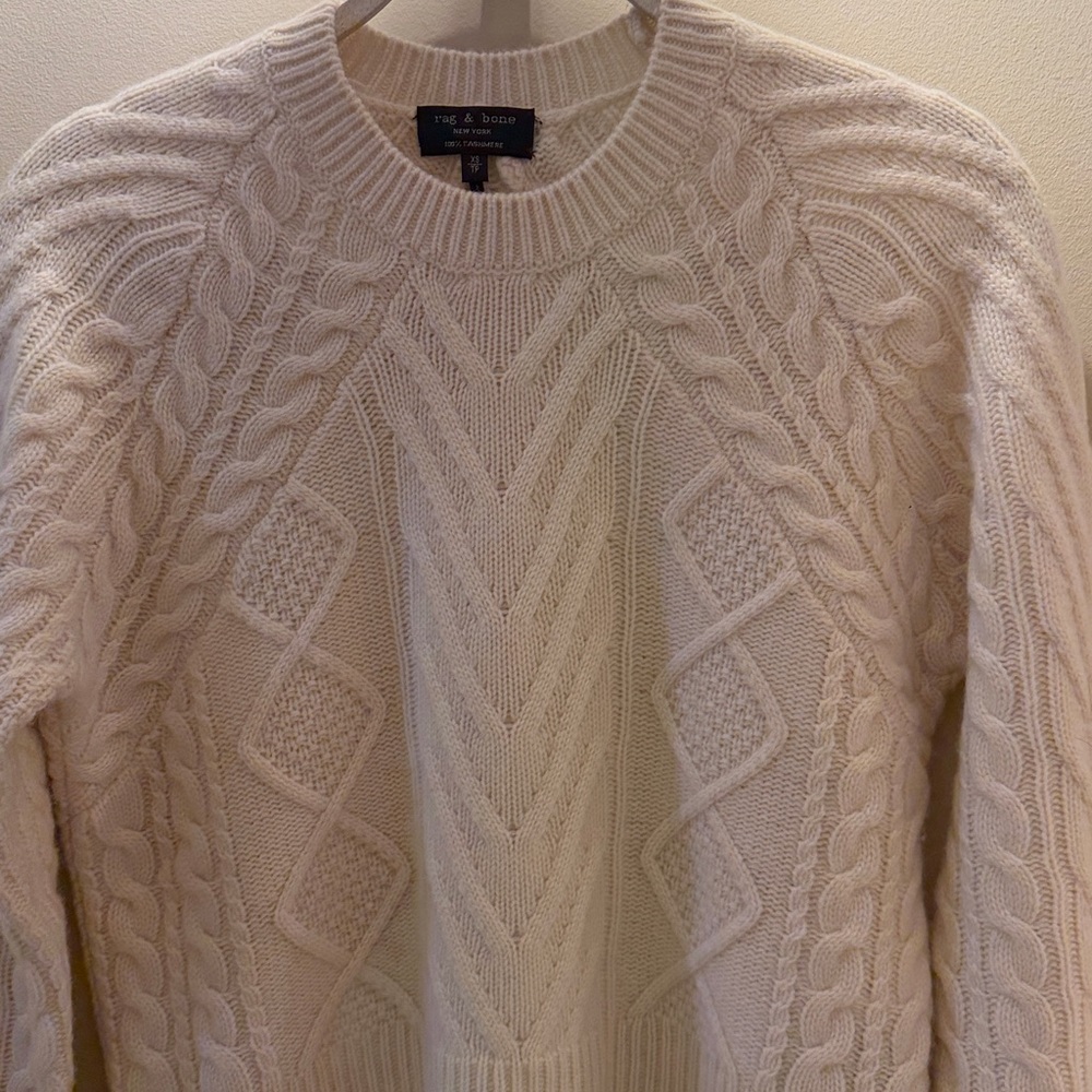 Rag & Bone Cashmere Cream Cropped Sweater - Picture 2 of 5